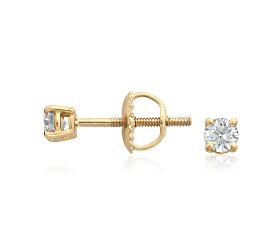 GENUINE NATURAL DIAMOND STUDS IN 18K YELLOW/WHITE GOLD- 1/3CT.